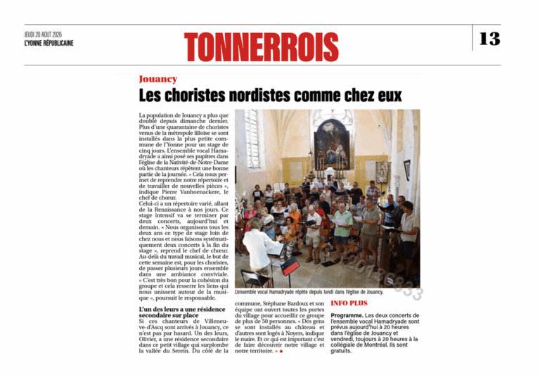 Stage de chant en Bourgogne